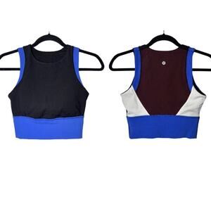 Lululemon Kick Serve Sweat Bra Women's Size 4 Black,Blue,white,maroon crop